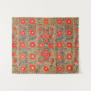 ANTIEK SINAASAPPEL ROOD WIT BLOEMIG OEZBEEKS BORDU WANDKLEED