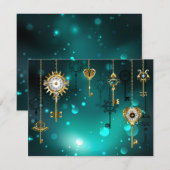 Antiek Skeleton Keys op groene achtergrond Aankondiging (Voorkant / Achterkant)