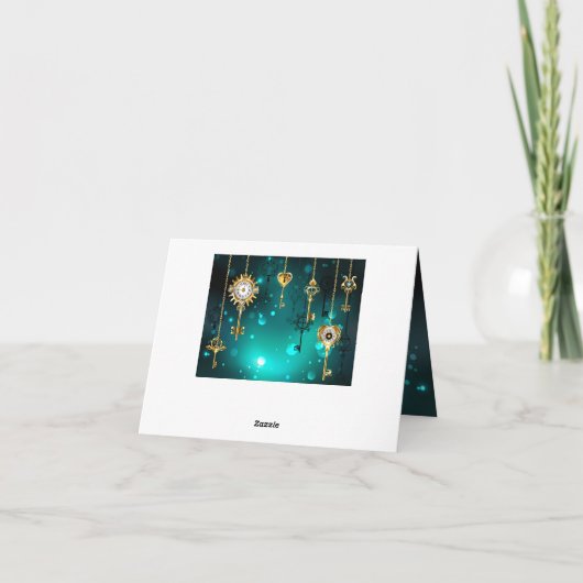 Antiek Skeleton Keys op groene achtergrond Aankondiging (Achterkant)