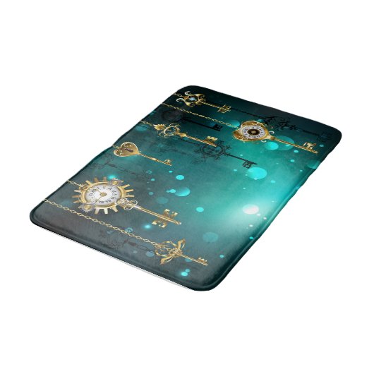 Antiek Skeleton Keys op groene achtergrond Badmat (Gekanteld)