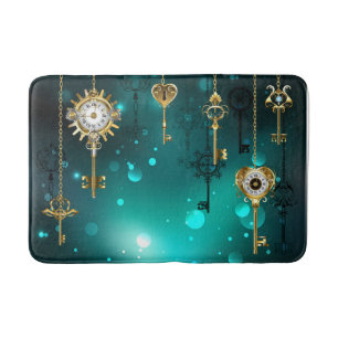 Antiek Skeleton Keys op groene achtergrond Badmat