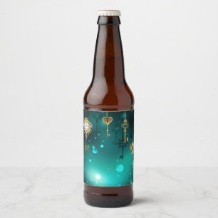 Antiek Skeleton Keys op groene achtergrond Bier Etiket