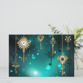 Antiek Skeleton Keys op groene achtergrond Briefpapier (Staand voorkant)