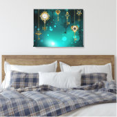 Antiek Skeleton Keys op groene achtergrond Canvas Afdruk (Insitu (Slaapkamer))