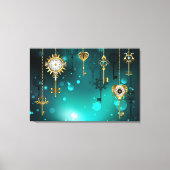 Antiek Skeleton Keys op groene achtergrond Canvas Afdruk (Voorkant)