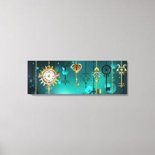 Antiek Skeleton Keys op groene achtergrond Canvas Afdruk