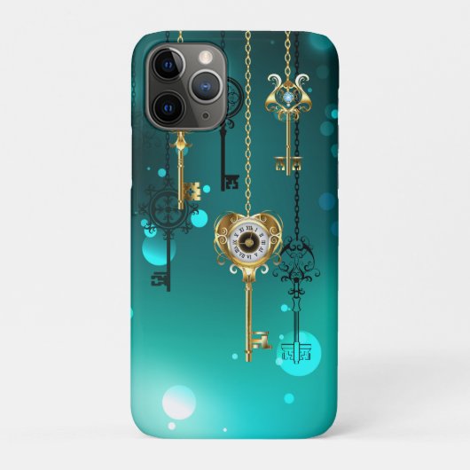 Antiek Skeleton Keys op groene achtergrond Case-Mate iPhone Case (Achterkant)