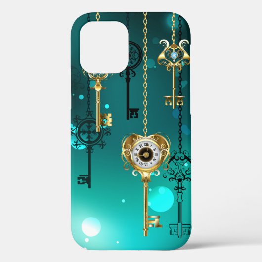 Antiek Skeleton Keys op groene achtergrond Case-Mate iPhone Case (Achterkant)