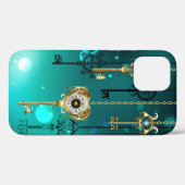Antiek Skeleton Keys op groene achtergrond Case-Mate iPhone Case (Achterkant (horizontaal))