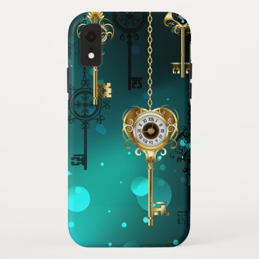 Antiek Skeleton Keys op groene achtergrond Case-Mate iPhone Case (Achterkant)