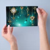 Antiek Skeleton Keys op groene achtergrond Flyer (Hand)