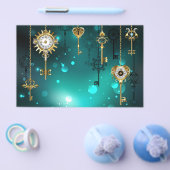 Antiek Skeleton Keys op groene achtergrond Flyer (Enkel)