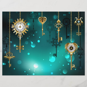 Antiek Skeleton Keys op groene achtergrond Flyer