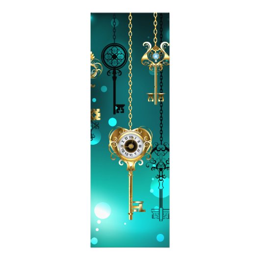 Antiek Skeleton Keys op groene achtergrond Foto Afdruk (Voorkant)