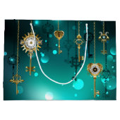 Antiek Skeleton Keys op groene achtergrond Groot Cadeauzakje (Achterkant)