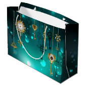 Antiek Skeleton Keys op groene achtergrond Groot Cadeauzakje (Achterkant Gekanteld)