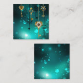 Antiek Skeleton Keys op groene achtergrond Informatiekaartje (Voorkant / Achterkant)