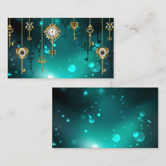 Antiek Skeleton Keys op groene achtergrond Informatiekaartje (Voorkant / Achterkant)