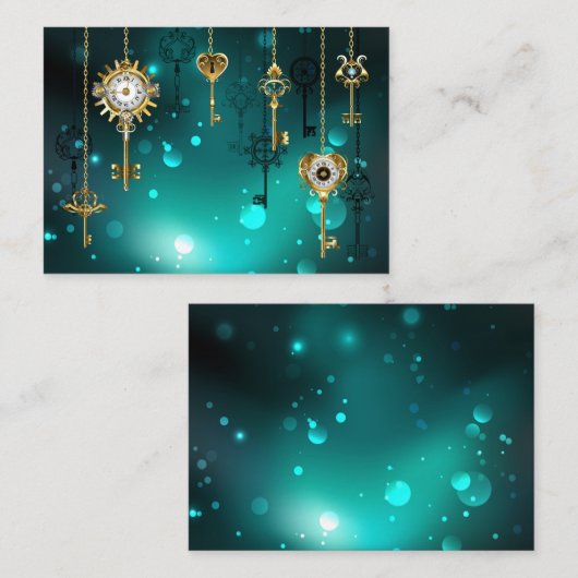 Antiek Skeleton Keys op groene achtergrond Kortingskaartje (Voorkant / Achterkant)