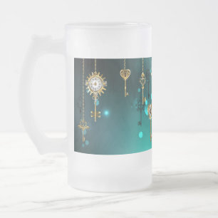 Antiek Skeleton Keys op groene achtergrond Matglas Bierpul