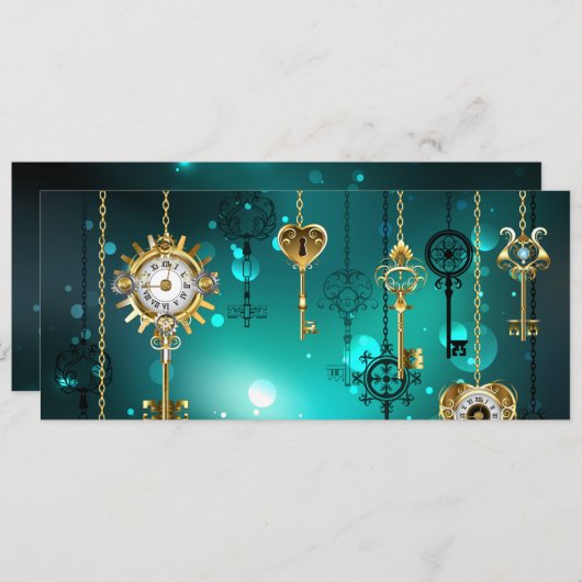 Antiek Skeleton Keys op groene achtergrond Menu (Voorkant / Achterkant)