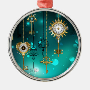 Antiek Skeleton Keys op groene achtergrond Metalen Ornament