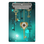 Antiek Skeleton Keys op groene achtergrond Mini Klembord (Voorkant)