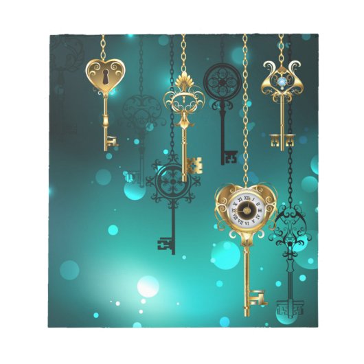 Antiek Skeleton Keys op groene achtergrond Notitieblok (Voorkant)