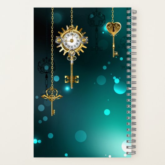 Antiek Skeleton Keys op groene achtergrond Notitieboek (Achterkant)