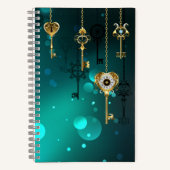 Antiek Skeleton Keys op groene achtergrond Notitieboek (Voorkant)