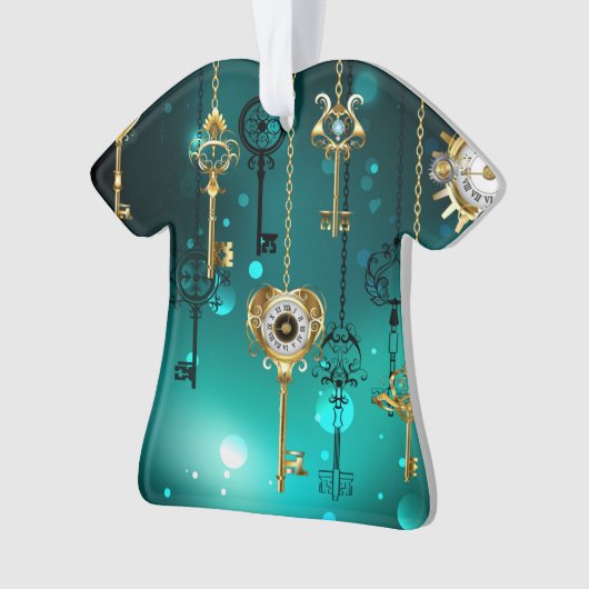 Antiek Skeleton Keys op groene achtergrond Ornament (voorkant)