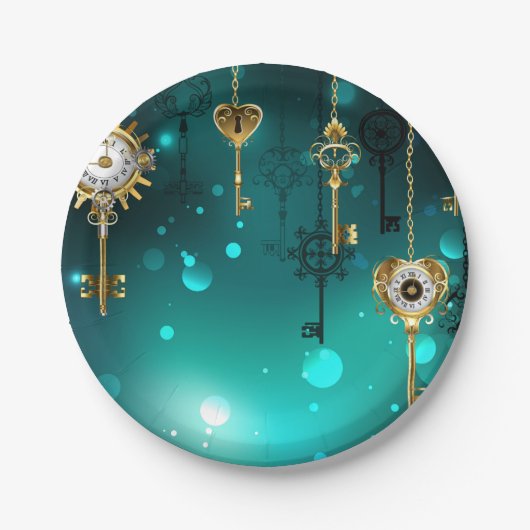 Antiek Skeleton Keys op groene achtergrond Papieren Bordje (Voorkant)