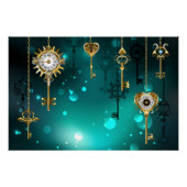 Antiek Skeleton Keys op groene achtergrond Perfect Poster (Voorkant)