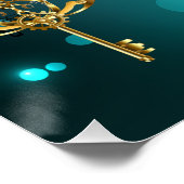 Antiek Skeleton Keys op groene achtergrond Perfect Poster (Hoek)