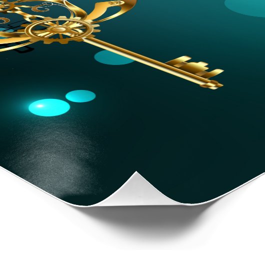 Antiek Skeleton Keys op groene achtergrond Perfect Poster (Hoek)