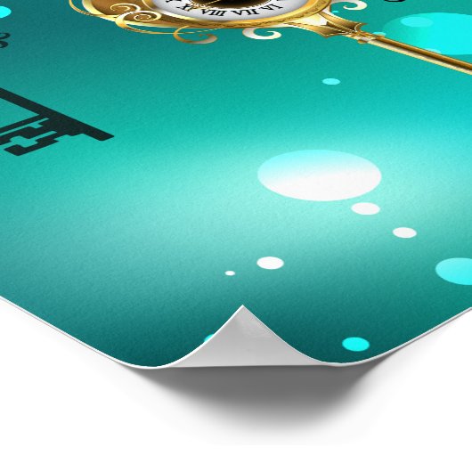 Antiek Skeleton Keys op groene achtergrond Poster (Hoek)