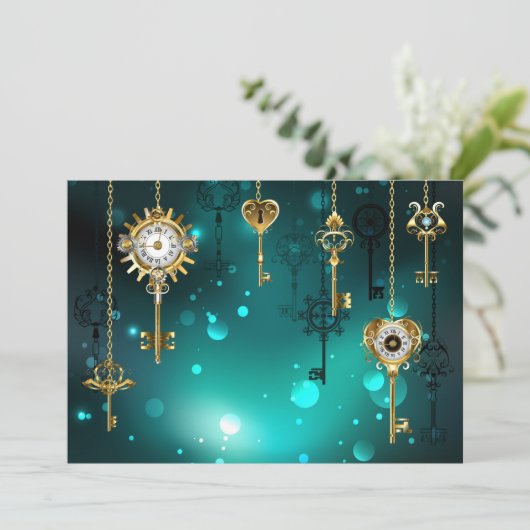 Antiek Skeleton Keys op groene achtergrond Programma (Staand voorkant)