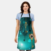 Antiek Skeleton Keys op groene achtergrond Schort (Gedragen)
