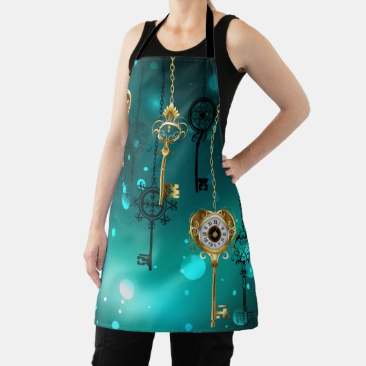 Antiek Skeleton Keys op groene achtergrond Schort (Insitu)