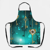 Antiek Skeleton Keys op groene achtergrond Schort (Voorkant)