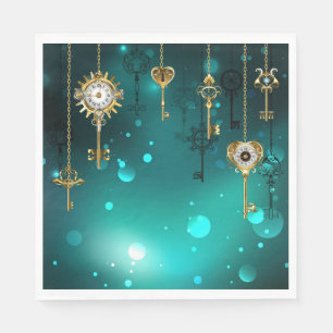 Antiek Skeleton Keys op groene achtergrond Servet