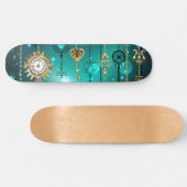 Antiek Skeleton Keys op groene achtergrond Skateboard (Horizontaal)