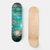 Antiek Skeleton Keys op groene achtergrond Skateboard (Voorkant)