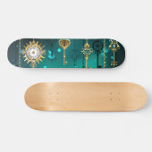 Antiek Skeleton Keys op groene achtergrond Skateboard (Horizontaal)