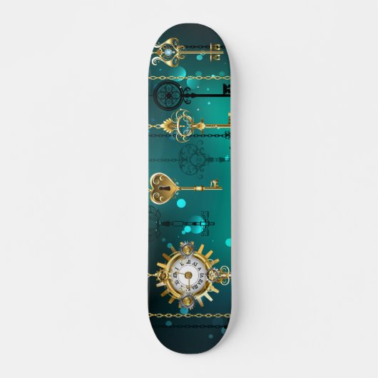 Antiek Skeleton Keys op groene achtergrond Skateboard (Voorkant)