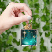 Antiek Skeleton Keys op groene achtergrond Sleutelhanger (Hand)