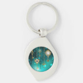 Antiek Skeleton Keys op groene achtergrond Sleutelhanger (Voorkant)