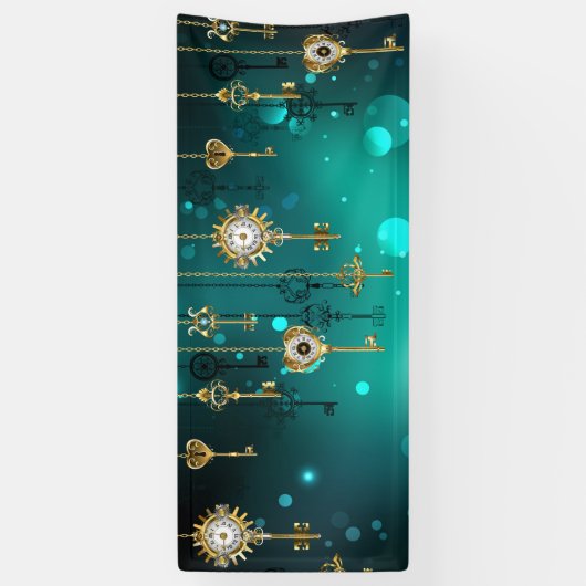 Antiek Skeleton Keys op groene achtergrond Spandoek (Verticaal)