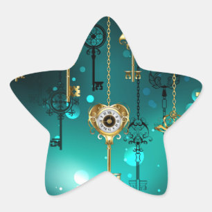 Antiek Skeleton Keys op groene achtergrond Ster Sticker
