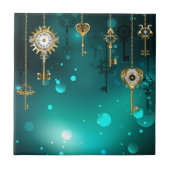 Antiek Skeleton Keys op groene achtergrond Tegeltje (Voorkant)